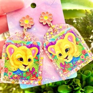 Lisa Frank Lion Cub Tropical Earrings